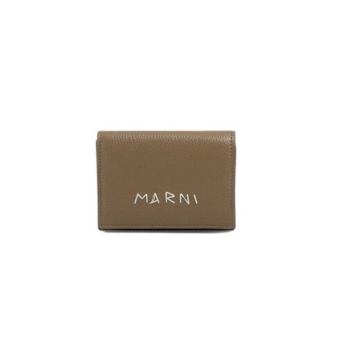 MARNI BROWN LEATHER TRIFOLD WALLET