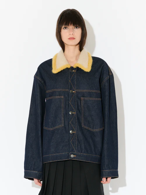 Charles jeffrey Loverboy DENIM JACKET WITH KNITTED COLLAR