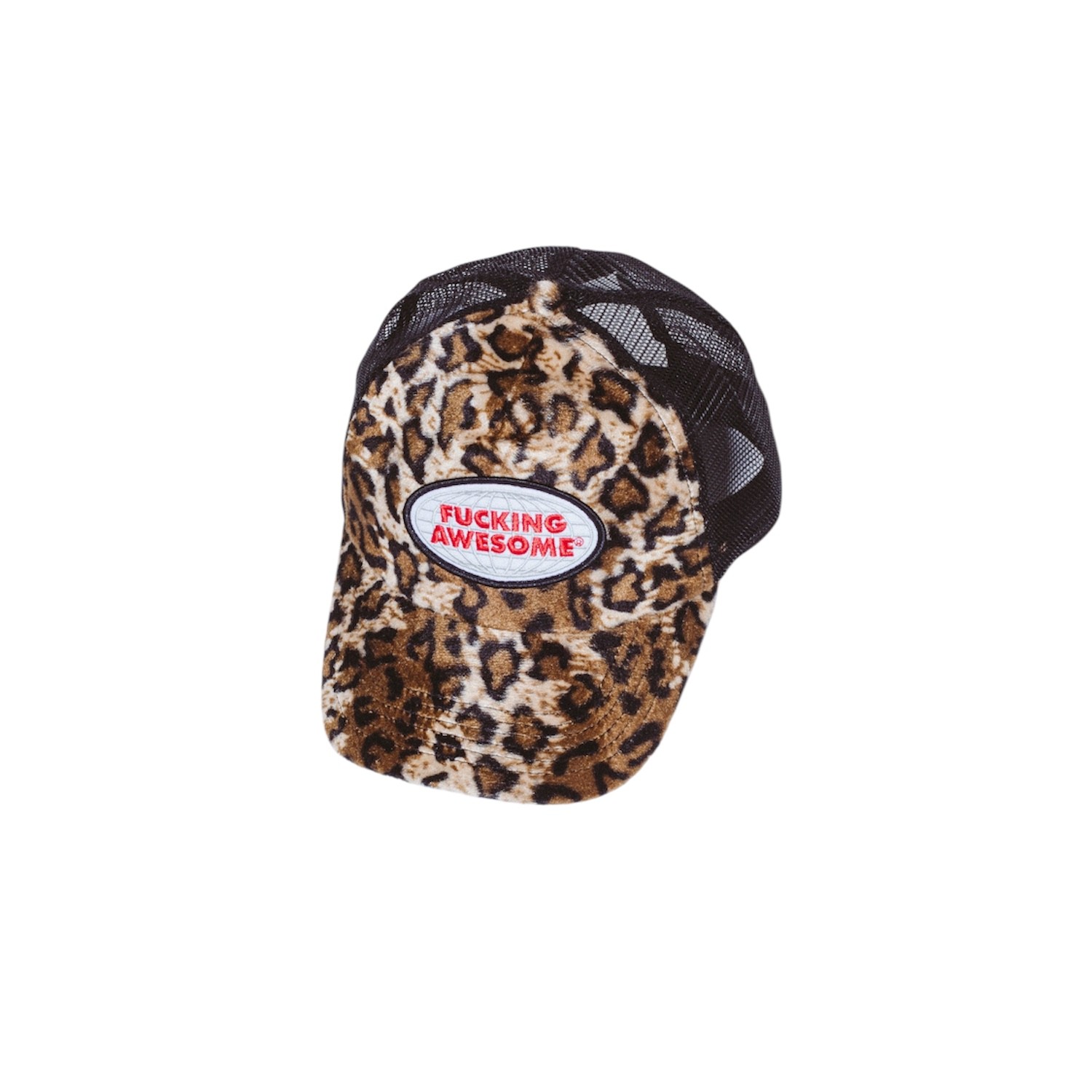 FUCKING AWESOME STAMP LOGO LEOPARD TRUCKER HAT