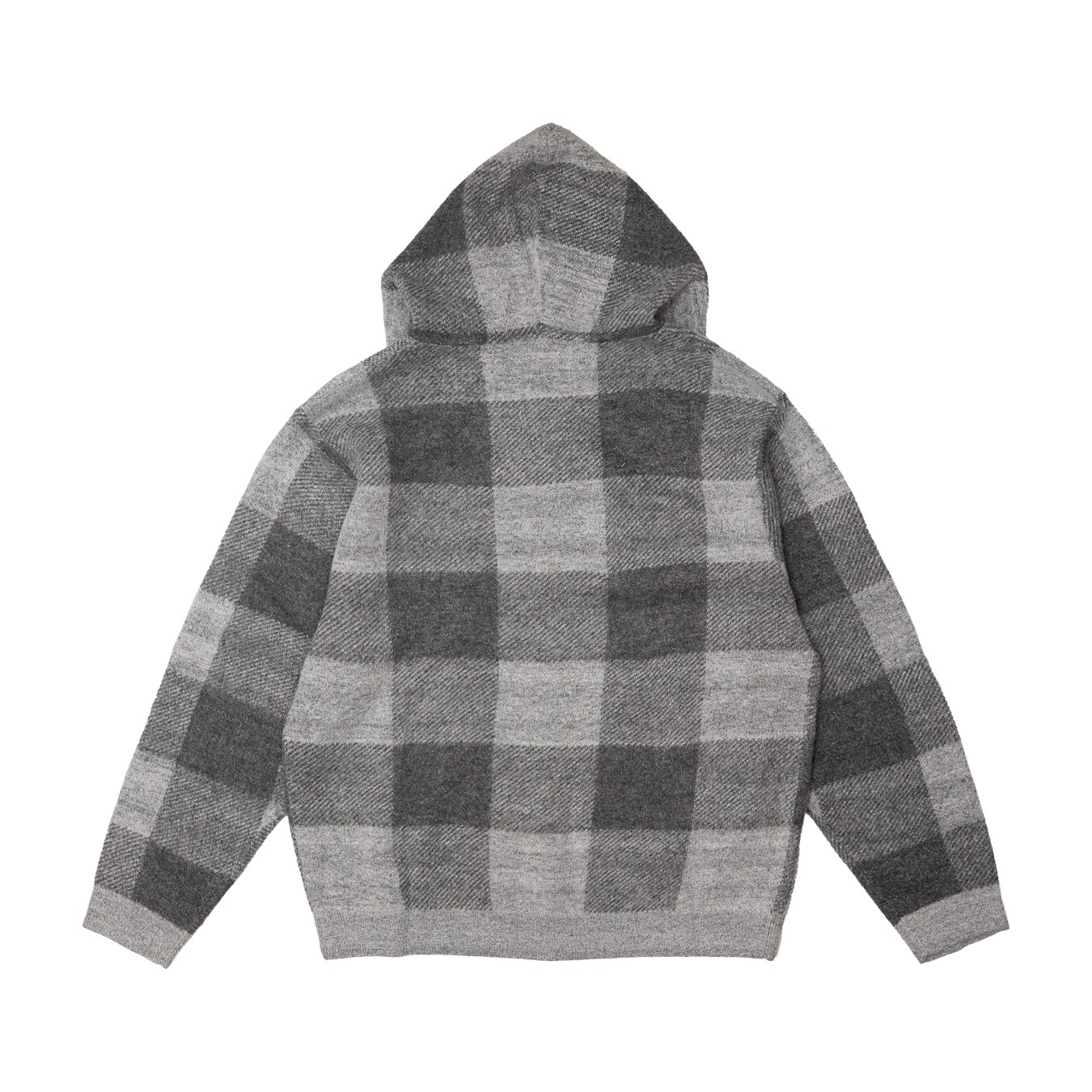 HODDLE MOHAIR CHECK ZIP UP HOOD GREY