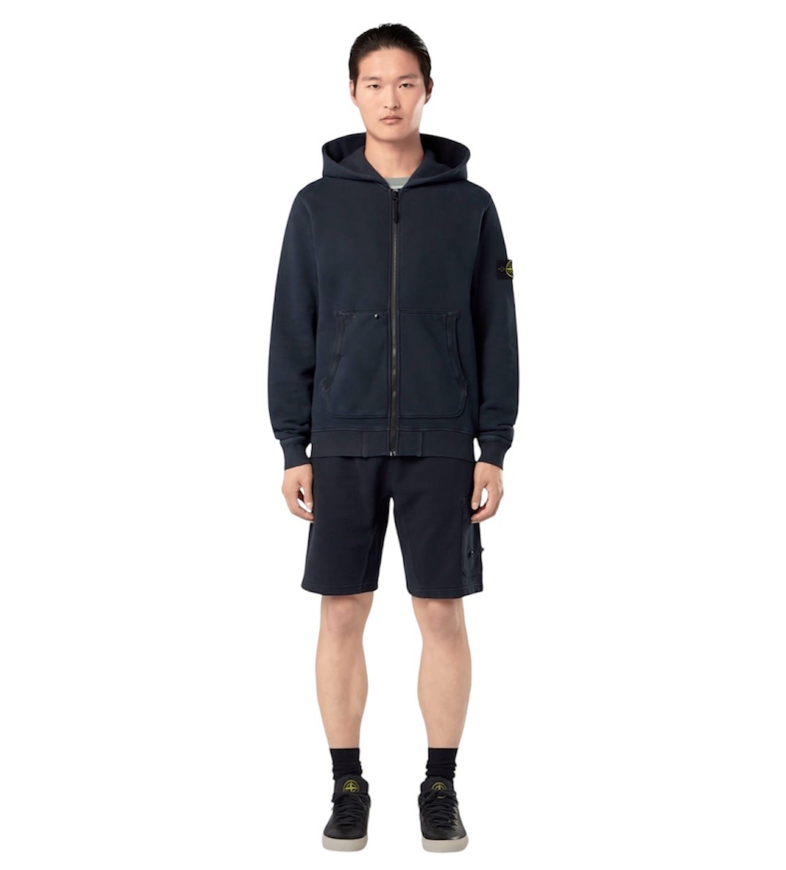 STONE ISLAND ORGANIC COTTON DIAGONAL FLEECE 'OLD' EFFECT