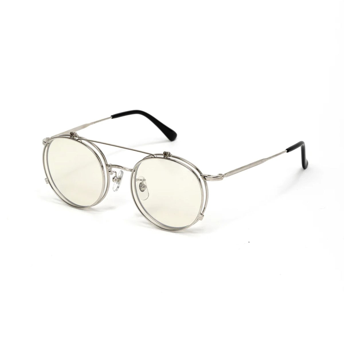 CALEE FLIP UP TYPE CIRCLE METAL GLASSES