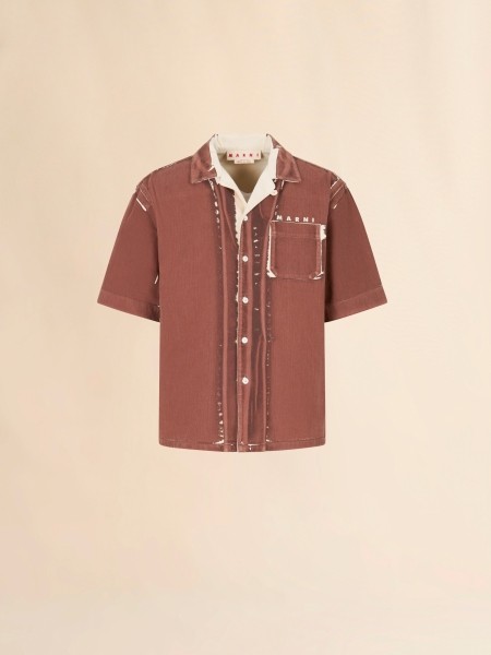 MARNI SCREEN-PRINTED DENIM SHIRT