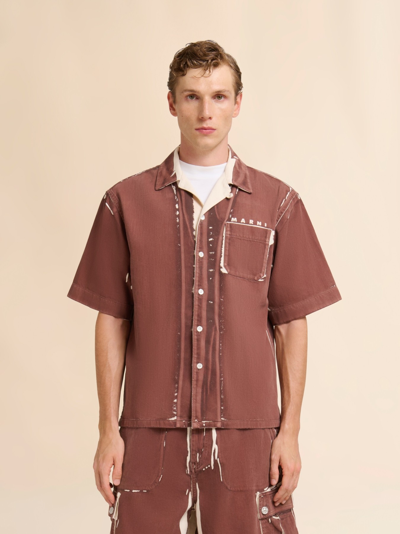 MARNI SCREEN-PRINTED DENIM SHIRT