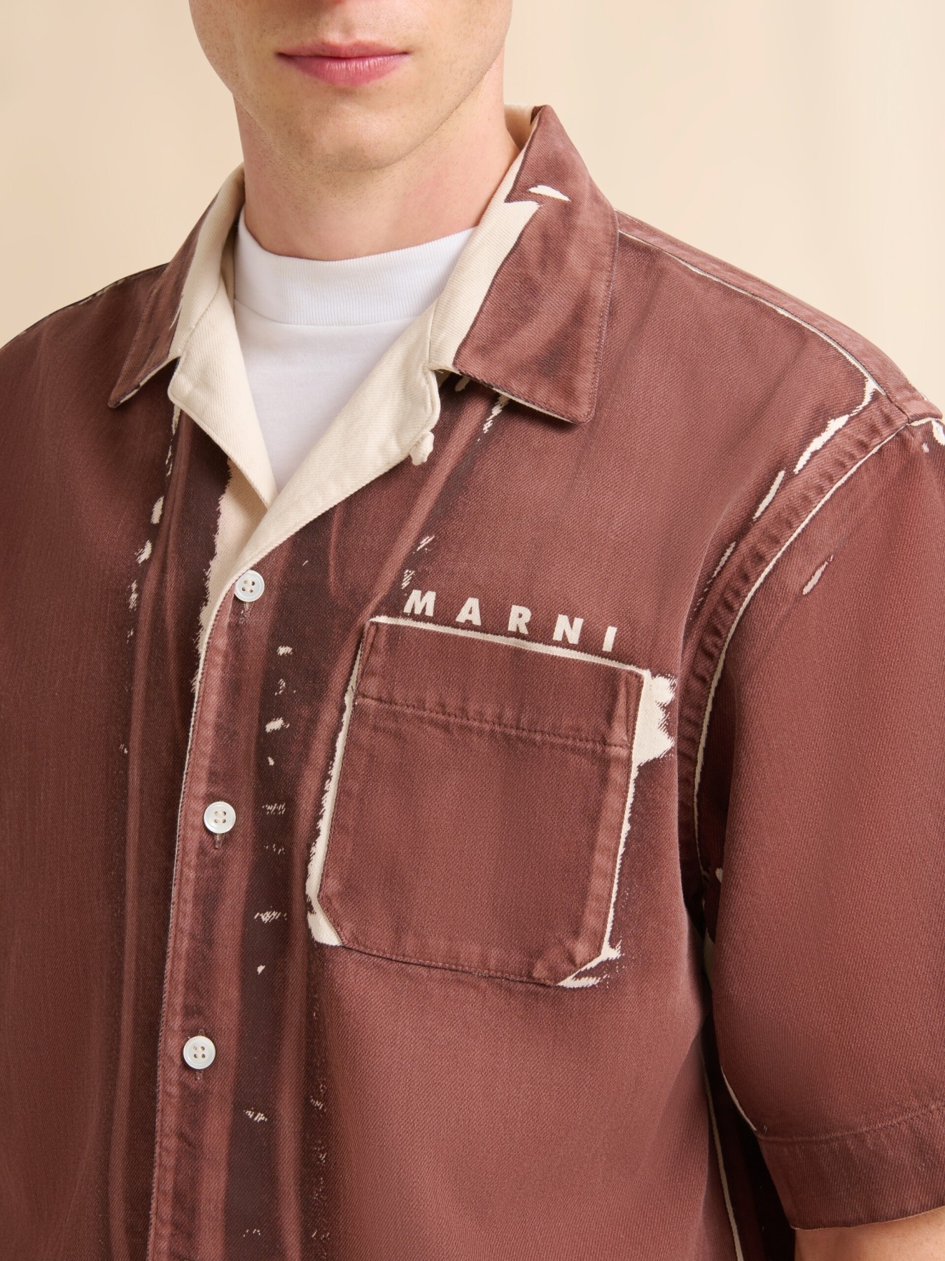 MARNI SCREEN-PRINTED DENIM SHIRT