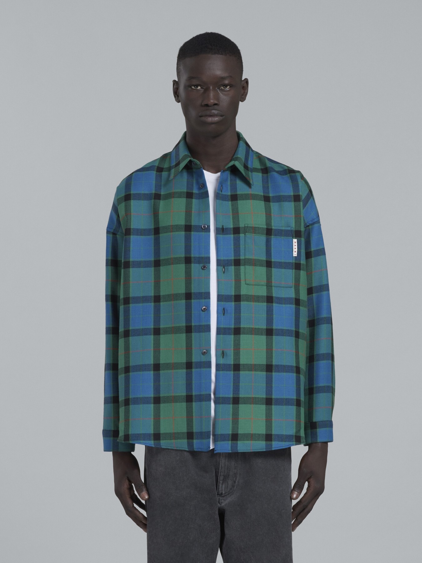 MARNI MULTICOLOR TARTAN WOOL SHIRT