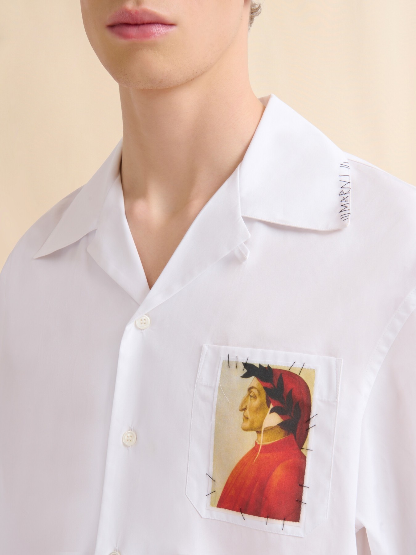 MARNI POPLIN BOWLING SHIRT WIHT FAWN PATCH