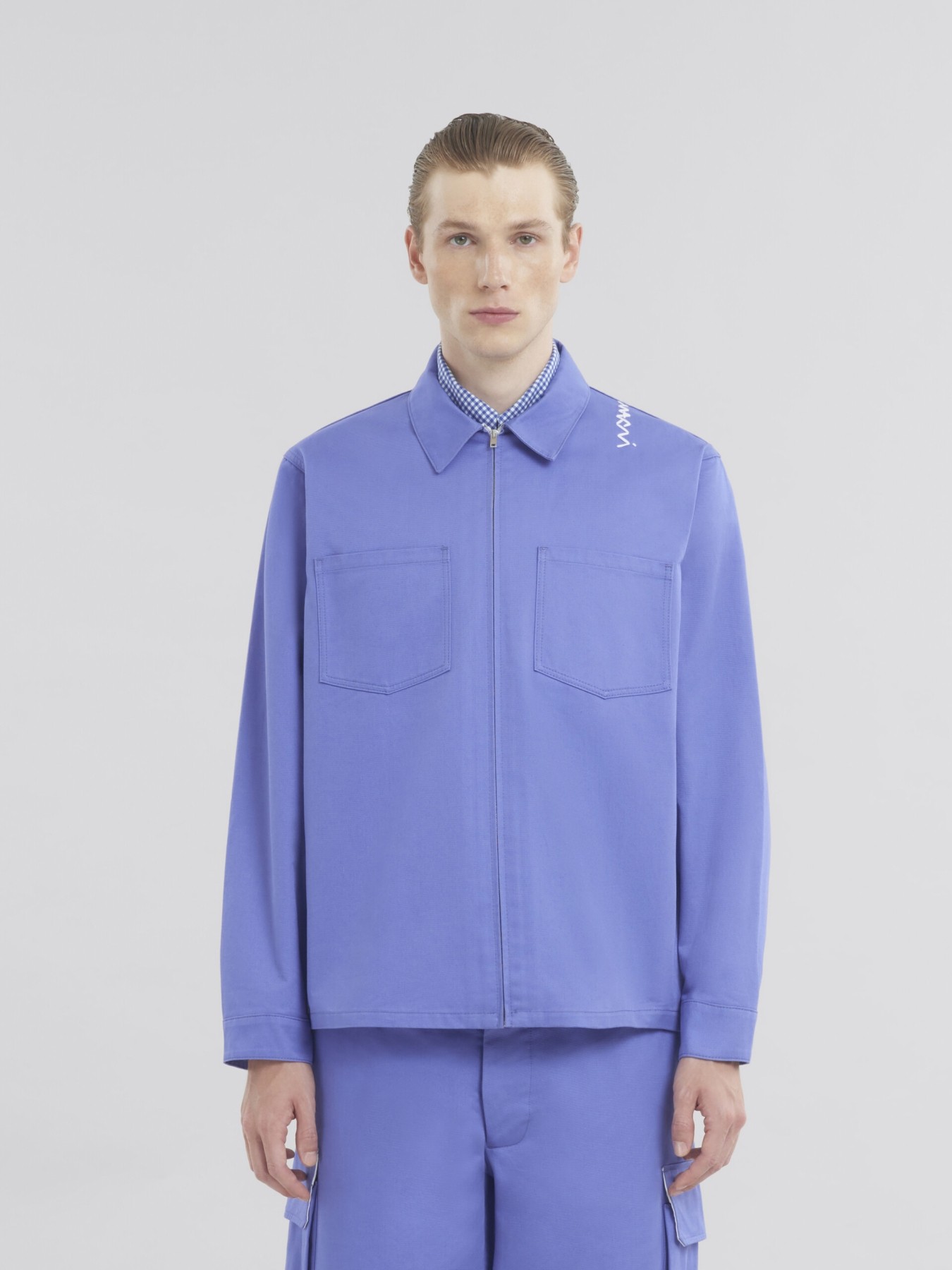 MARNI ORGANIC COTTON GABARDINE BLUE LILAC