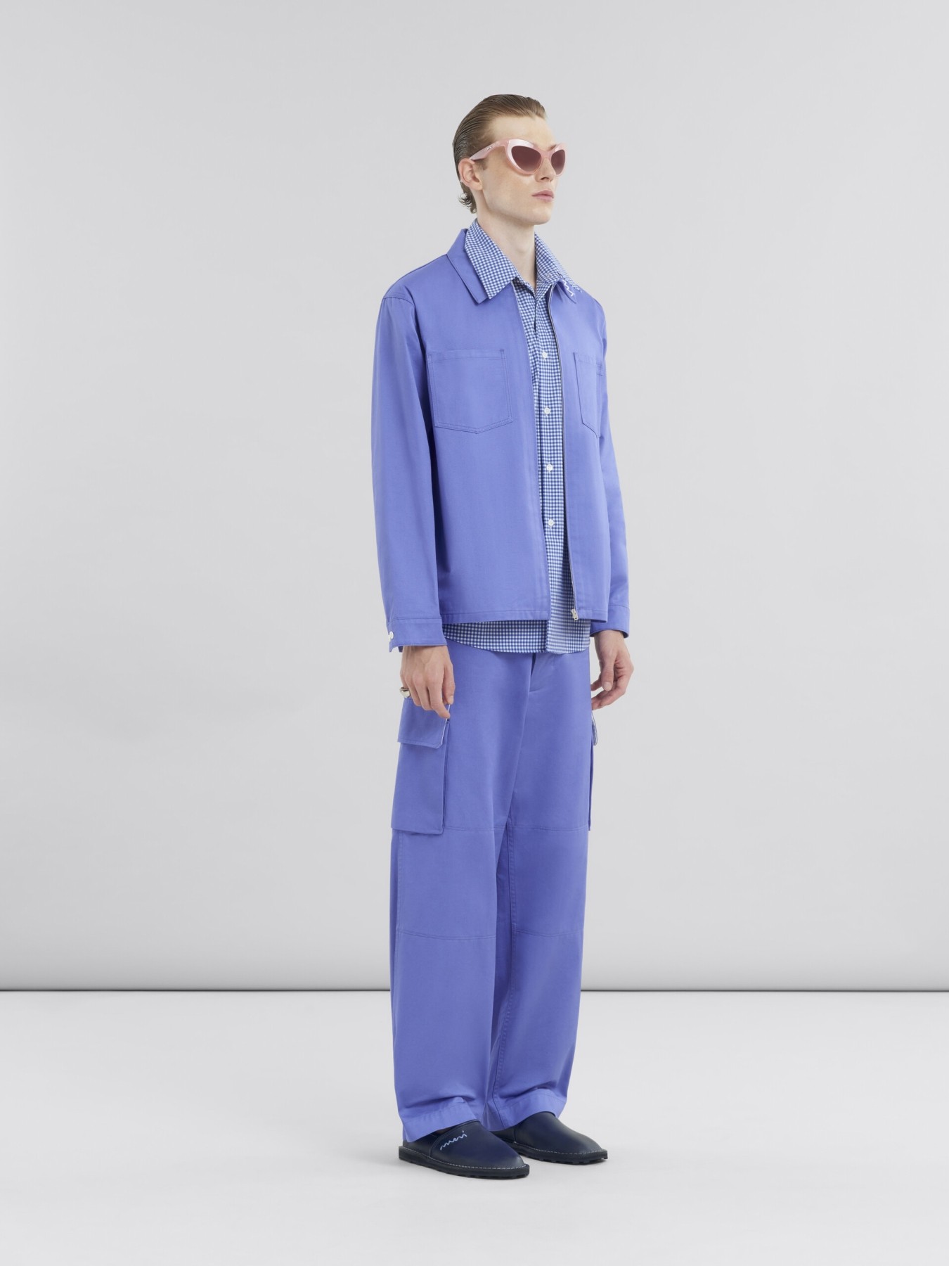 MARNI ORGANIC COTTON GABARDINE BLUE LILAC