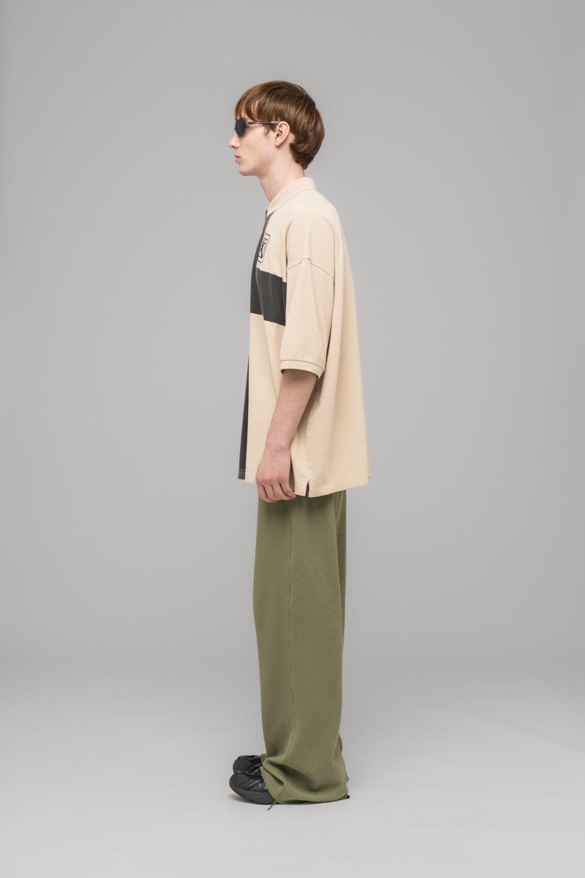 032c ''FAINTING CROSS'' OVERSIZED POLO SHIRT