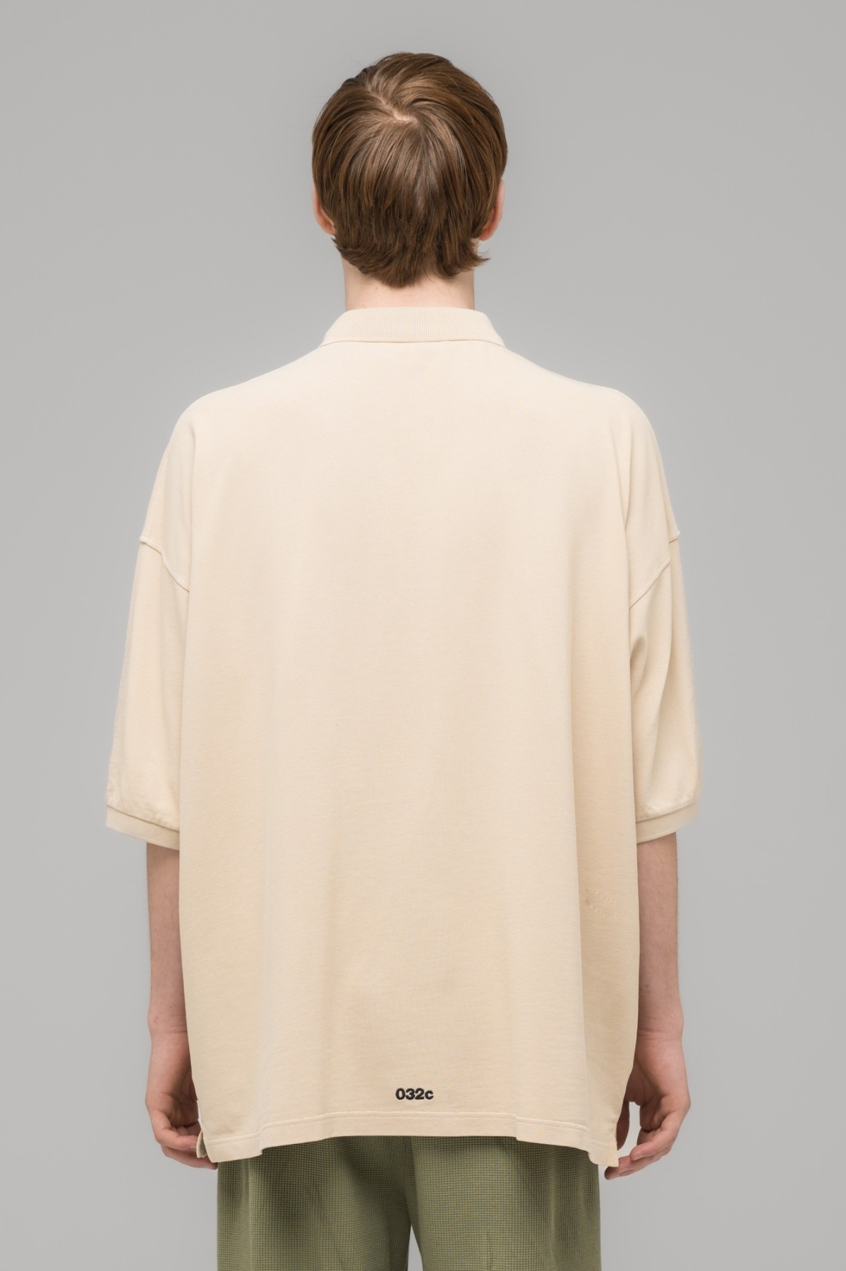 032c ''FAINTING CROSS'' OVERSIZED POLO SHIRT