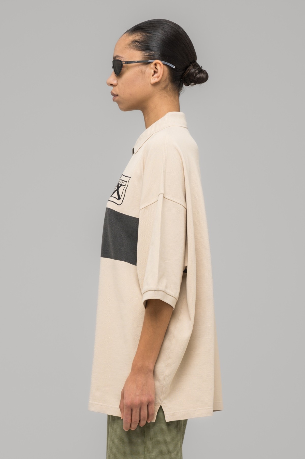 032c ''FAINTING CROSS'' OVERSIZED POLO SHIRT