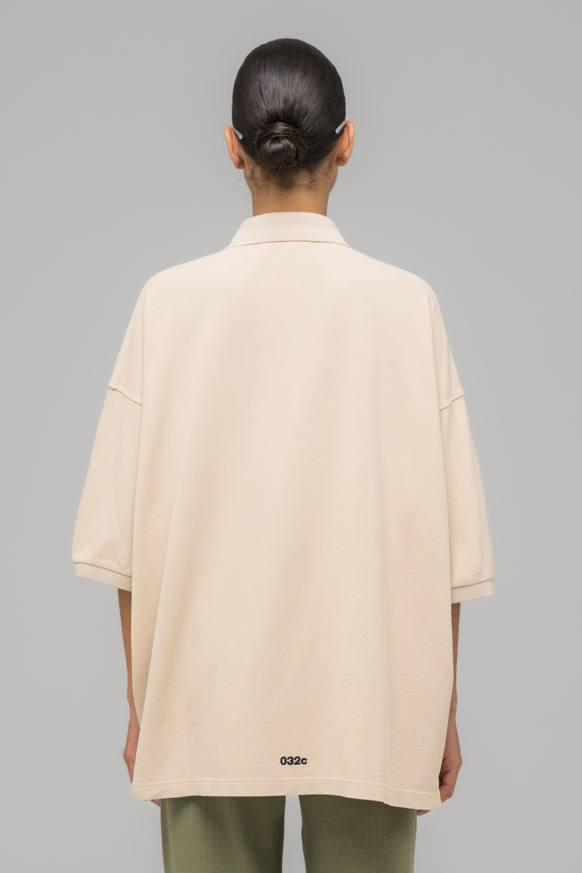 032c ''FAINTING CROSS'' OVERSIZED POLO SHIRT