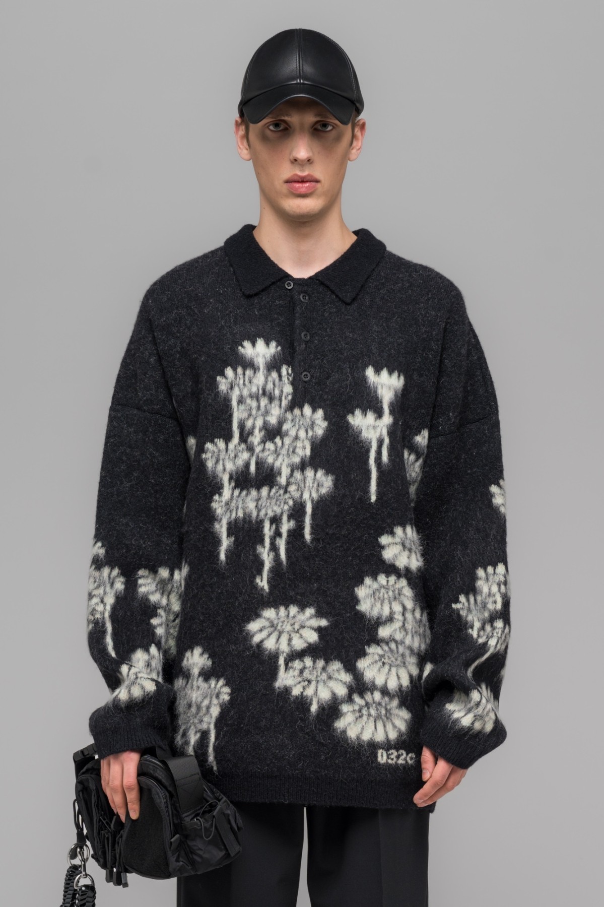 032c ''MELTING DAISIES'' KNIT LS POLO SHIRT