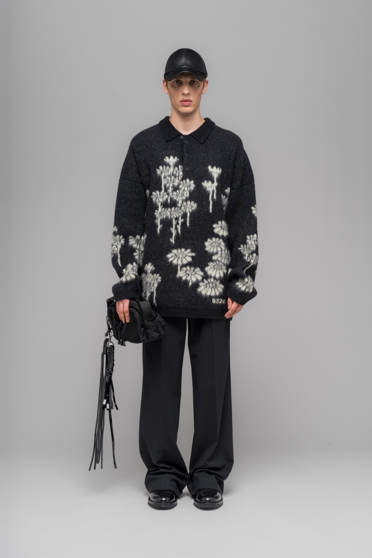 032c ''MELTING DAISIES'' KNIT LS POLO SHIRT