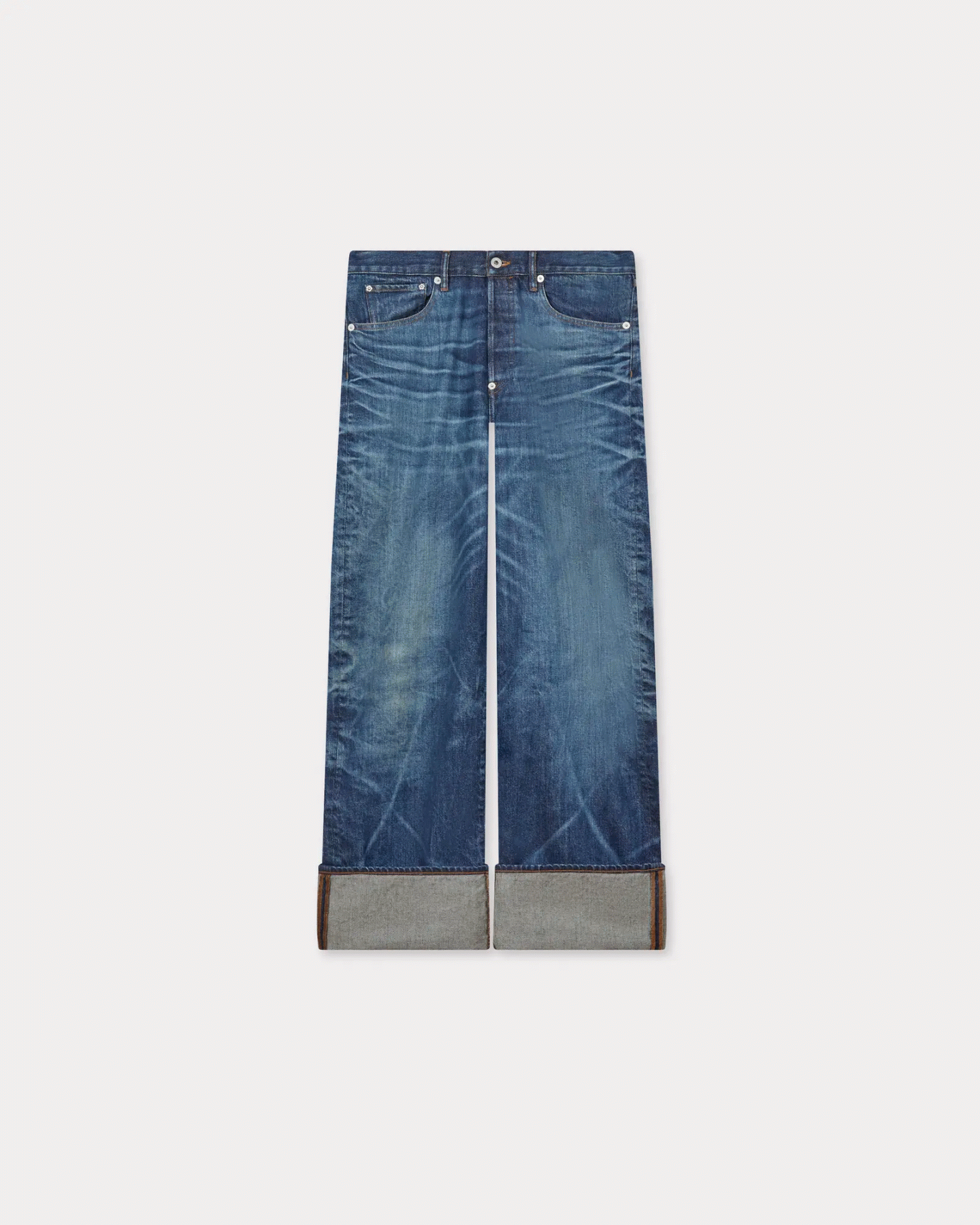 KENZO TURN-UP WIDE FIT JEANS JAPANESE DENIM