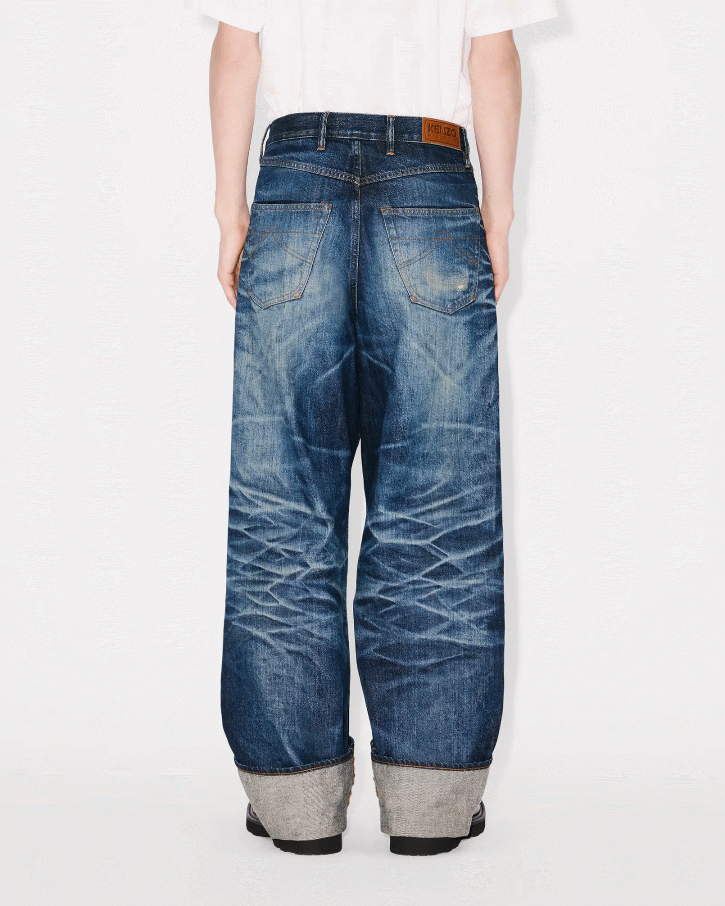 KENZO TURN-UP WIDE FIT JEANS JAPANESE DENIM