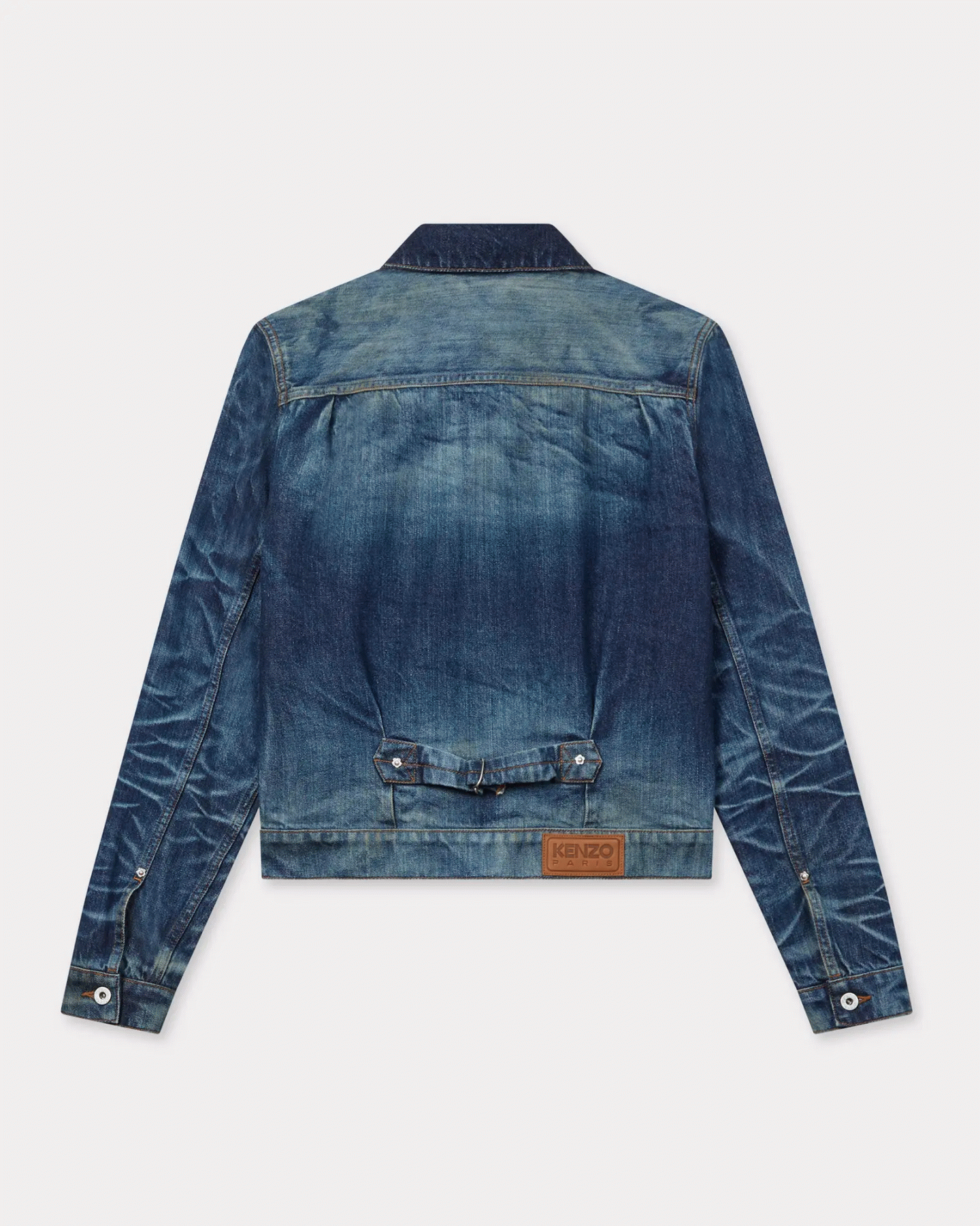 KENZO SLIM PLEATED TRUCKER JACKET IN JAPANESE DENIM
