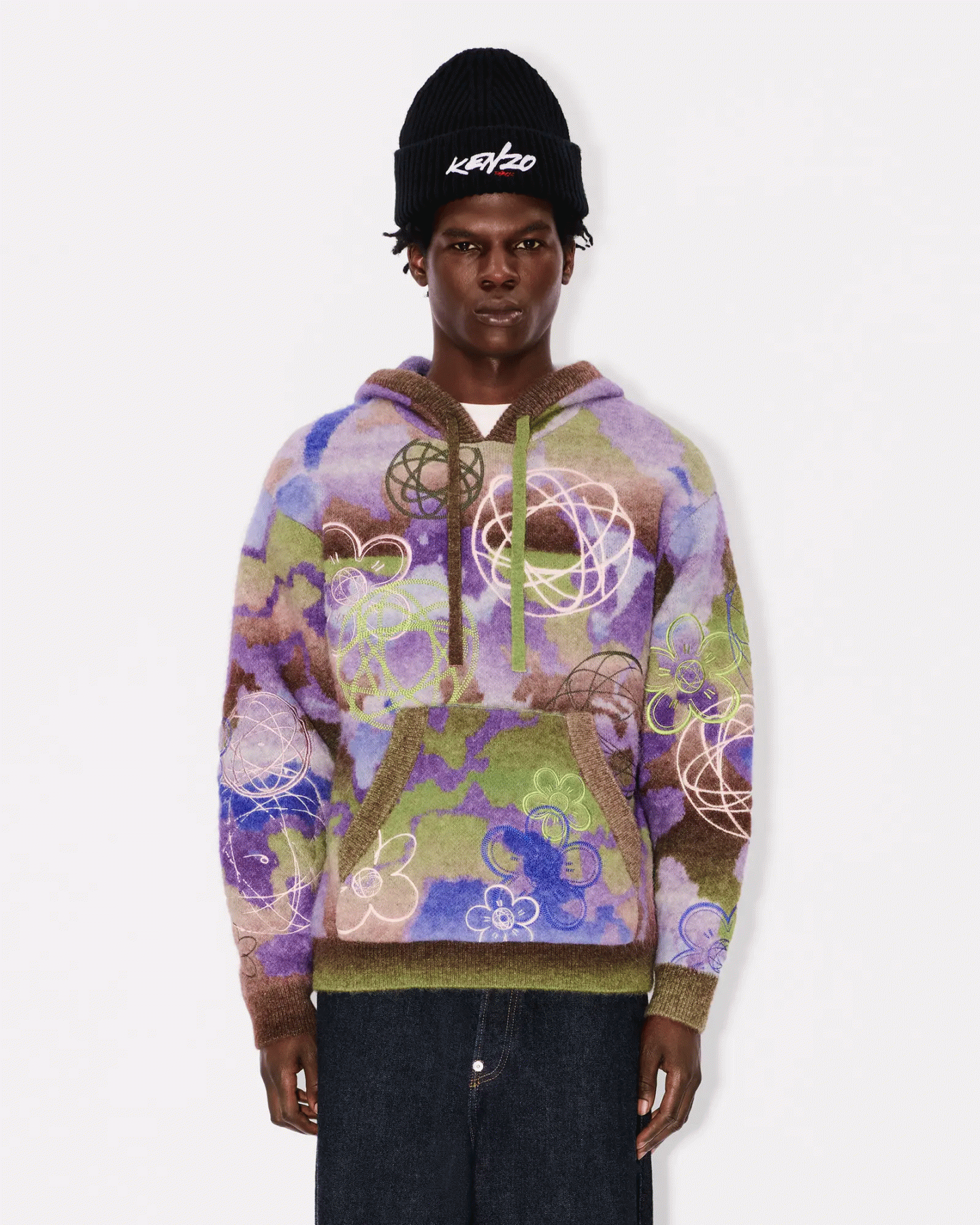 'KENZO X FUTURA 2000' MIXED WOOL KNIT HOODIE