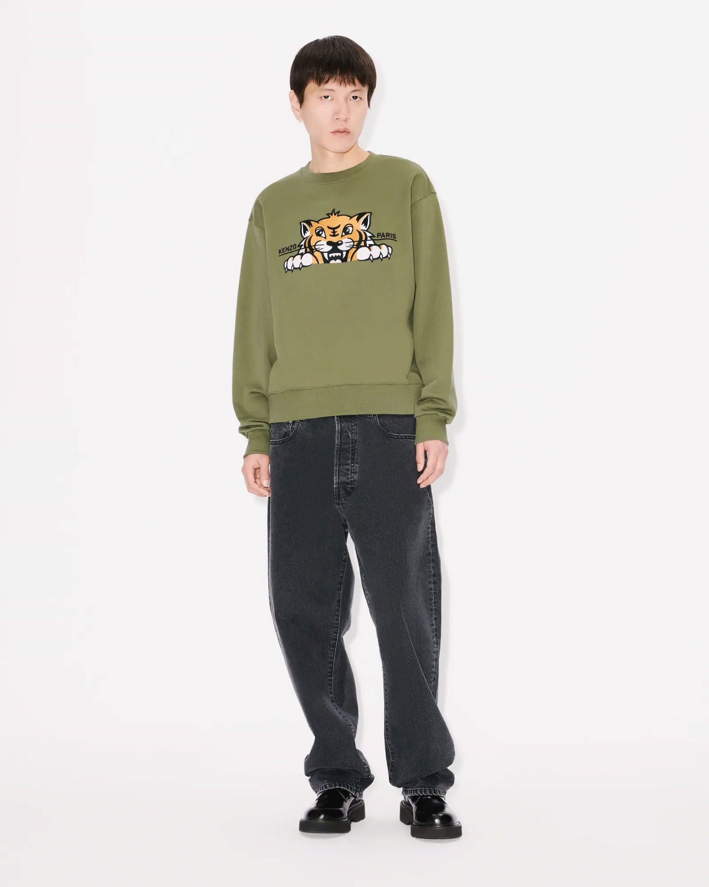 'KENZO HAPPY TIGER' EMBROIDERED COTTON SWEATSHIRT