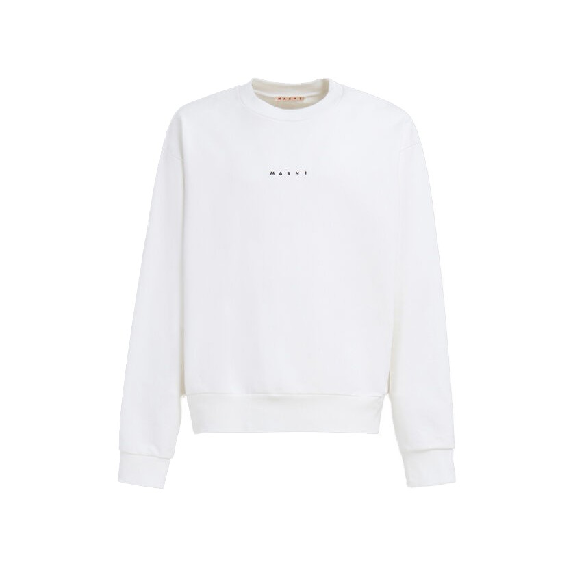 MARNI WHITE MINI LOGO ORGANIC COTTON SWEATSHIRT