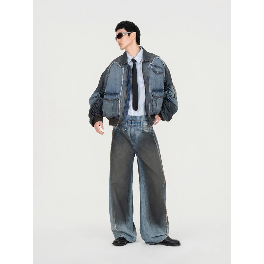 FENG CHEN WANG INDIGO GRADIENT DENIM JACKET