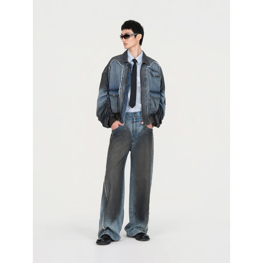 FENG CHEN WANG INDIGO GRADIENT DENIM JACKET