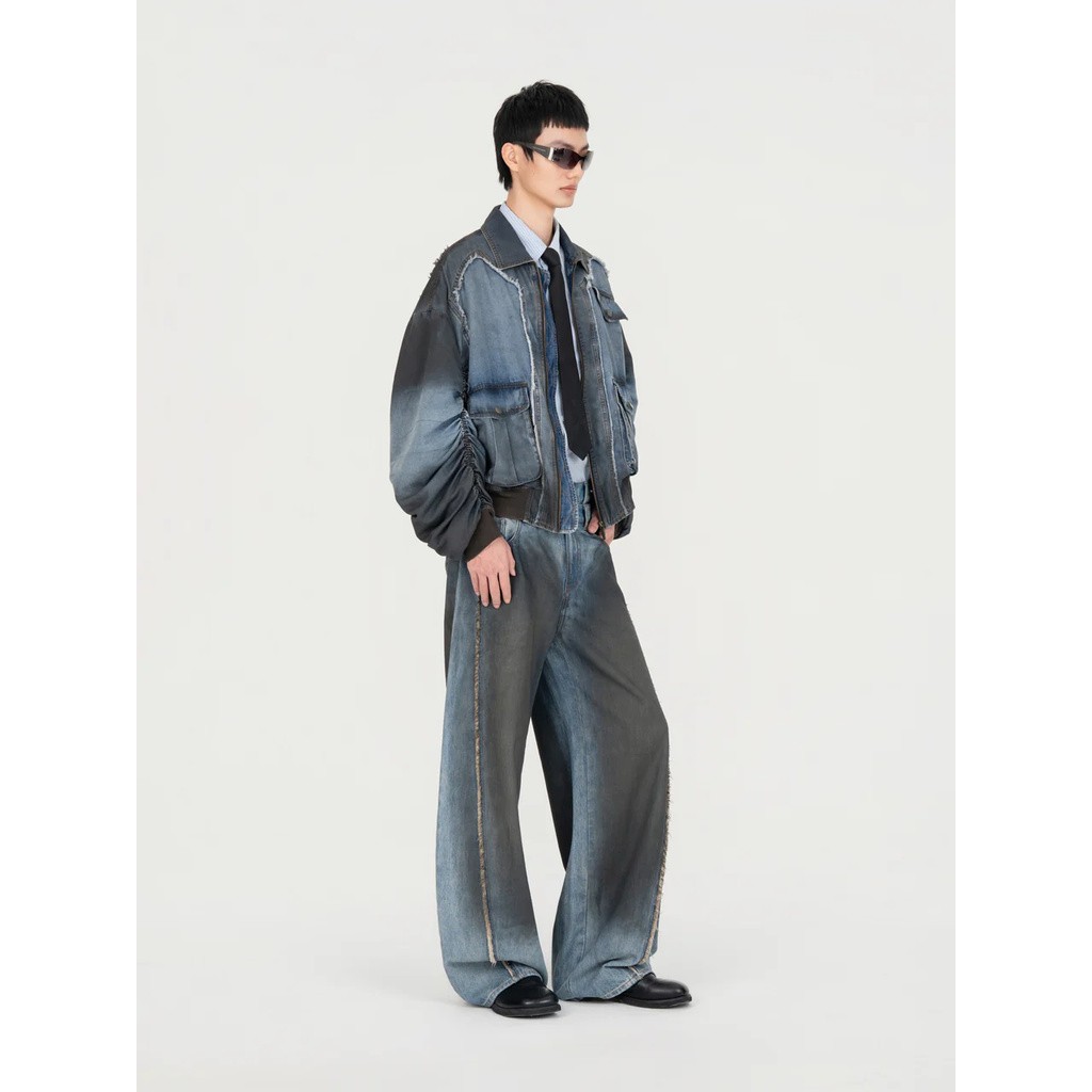 FENG CHEN WANG INDIGO GRADIENT DENIM JACKET