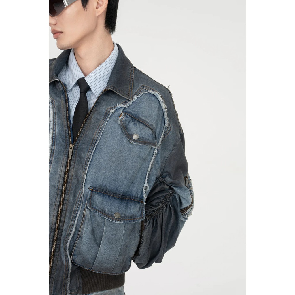 FENG CHEN WANG INDIGO GRADIENT DENIM JACKET