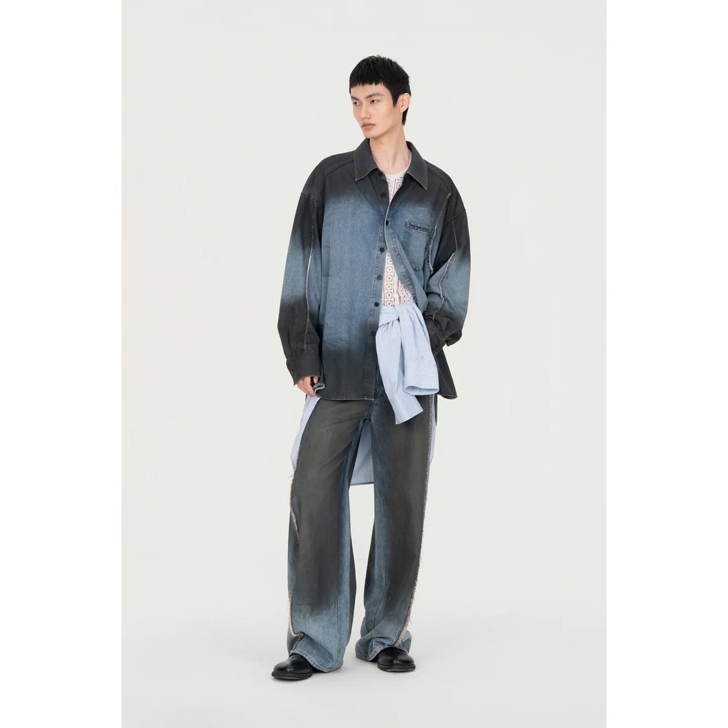 FENG CHEN WANG GRADIENT DENIM SHIRT