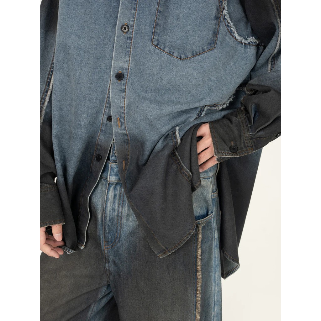 FENG CHEN WANG GRADIENT DENIM SHIRT