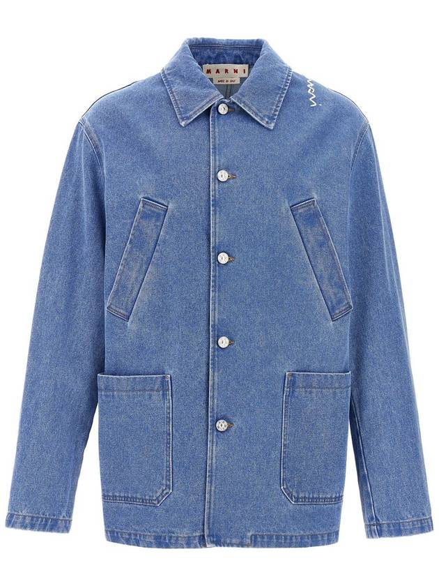 MARNI MARNI BLEACHED COATED ORGANIC DENIM COBALT JACKET