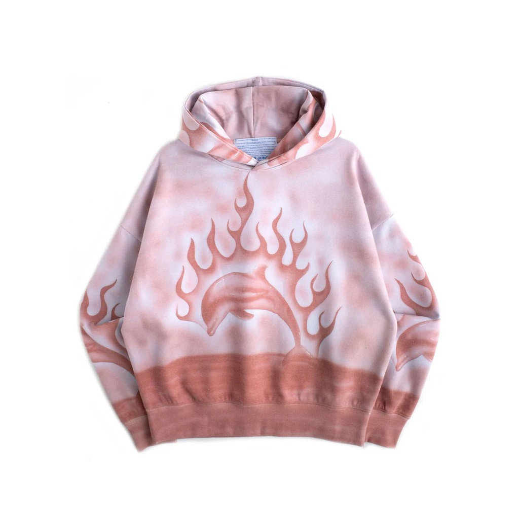 JUNGLES FLAMING DOLPHIN AIRBRUSH HOODIE