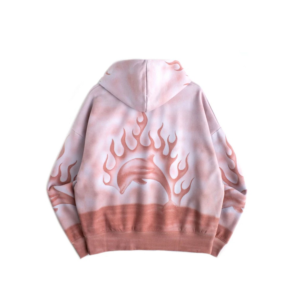 JUNGLES FLAMING DOLPHIN AIRBRUSH HOODIE
