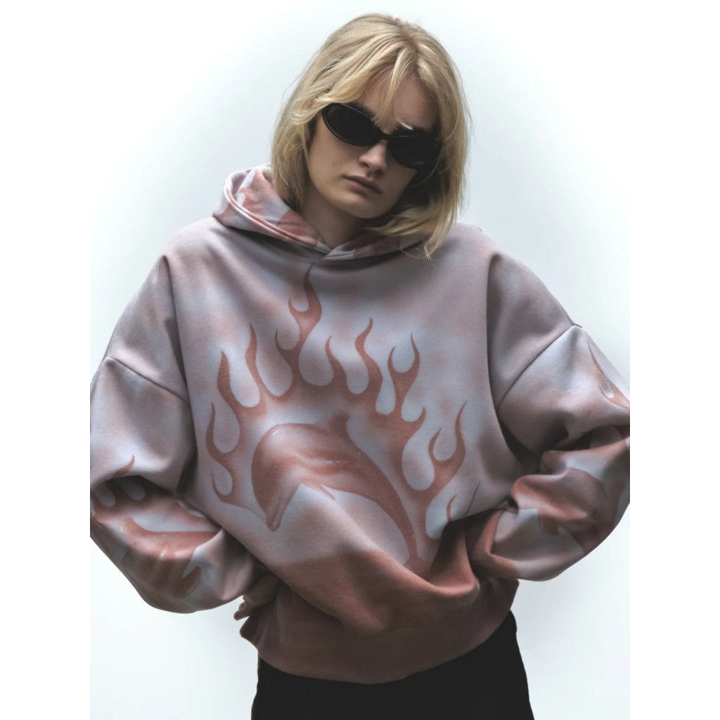 JUNGLES FLAMING DOLPHIN AIRBRUSH HOODIE