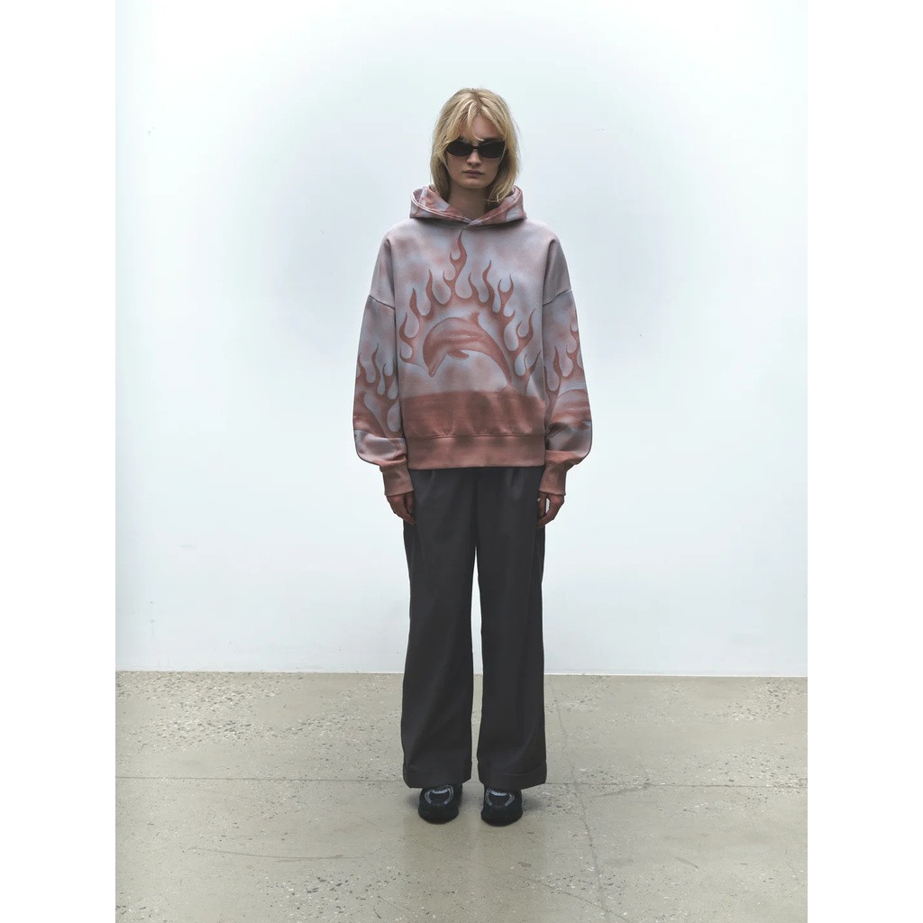 JUNGLES FLAMING DOLPHIN AIRBRUSH HOODIE