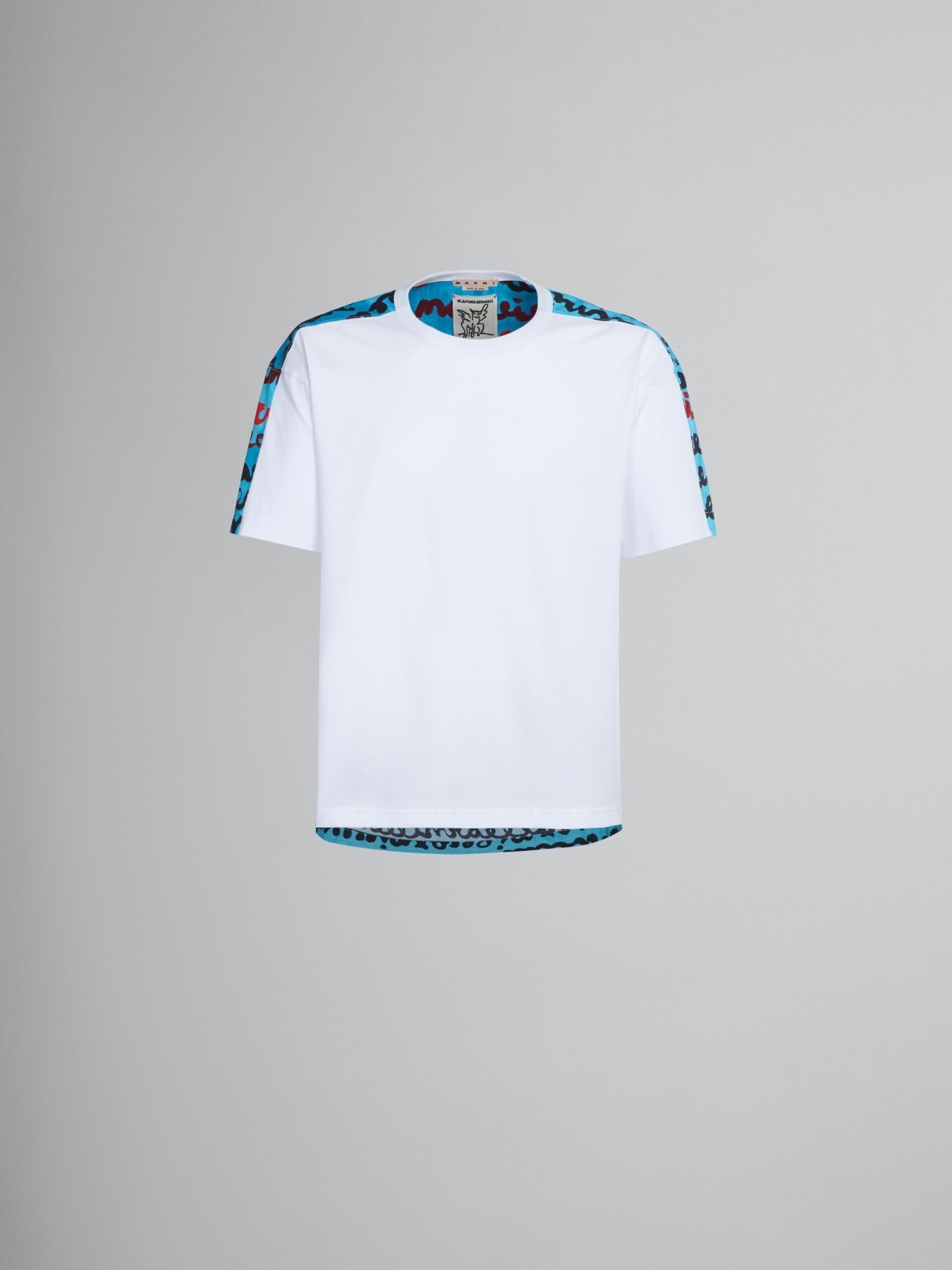 MARNI BIO COTTON JERSEY T-SHIRT WITH CONTRASTING BACK
