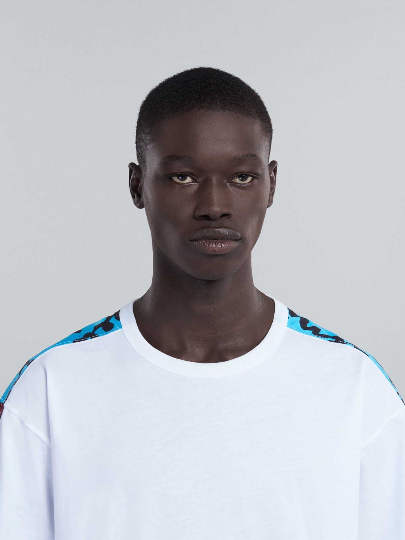 MARNI BIO COTTON JERSEY T-SHIRT WITH CONTRASTING BACK