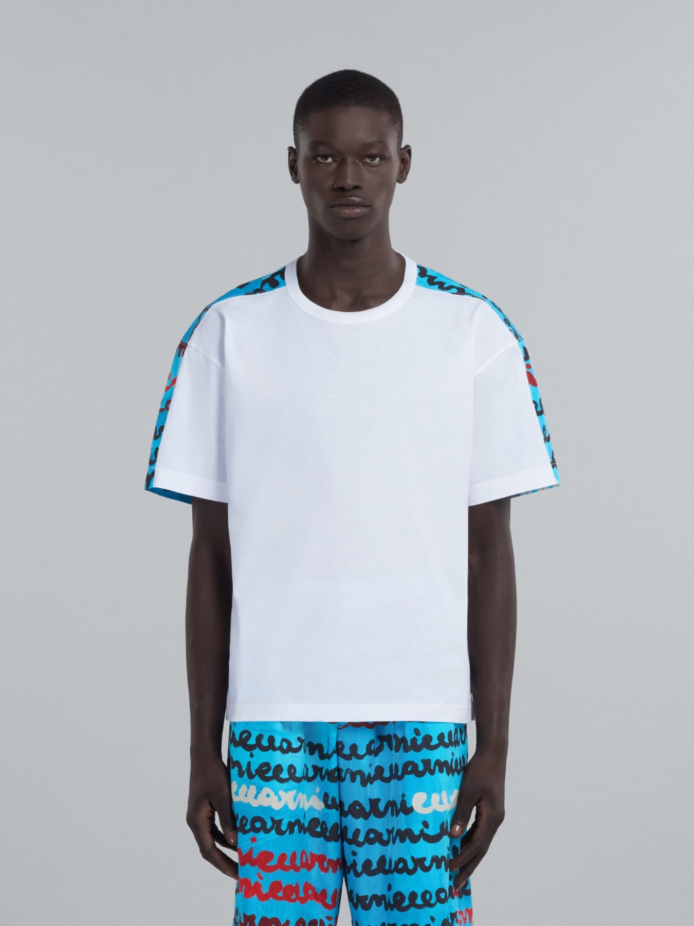 MARNI BIO COTTON JERSEY T-SHIRT WITH CONTRASTING BACK