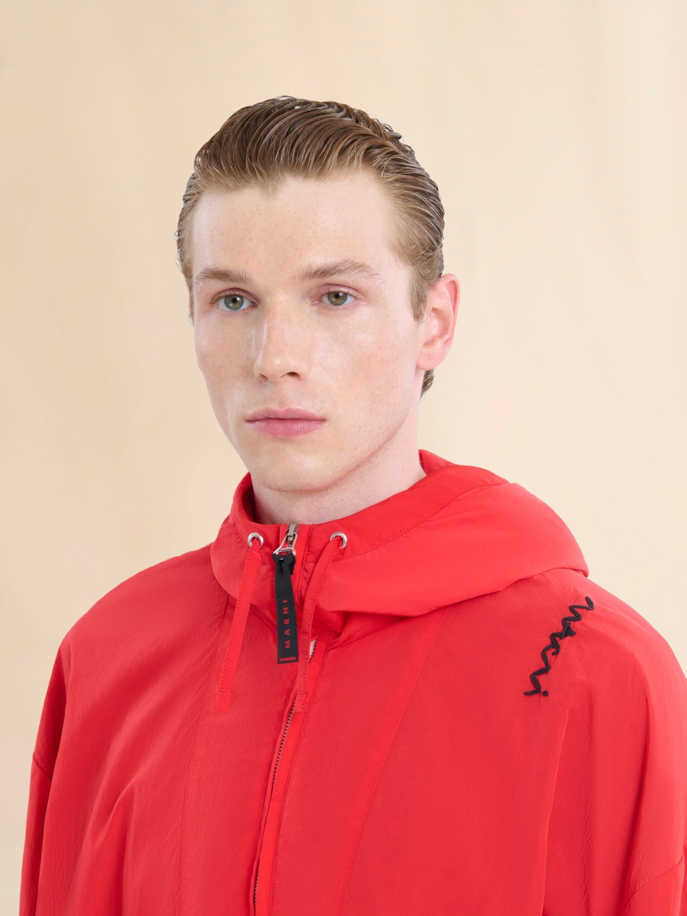 MARNI CRINKLED NYLON HOODED JACKET