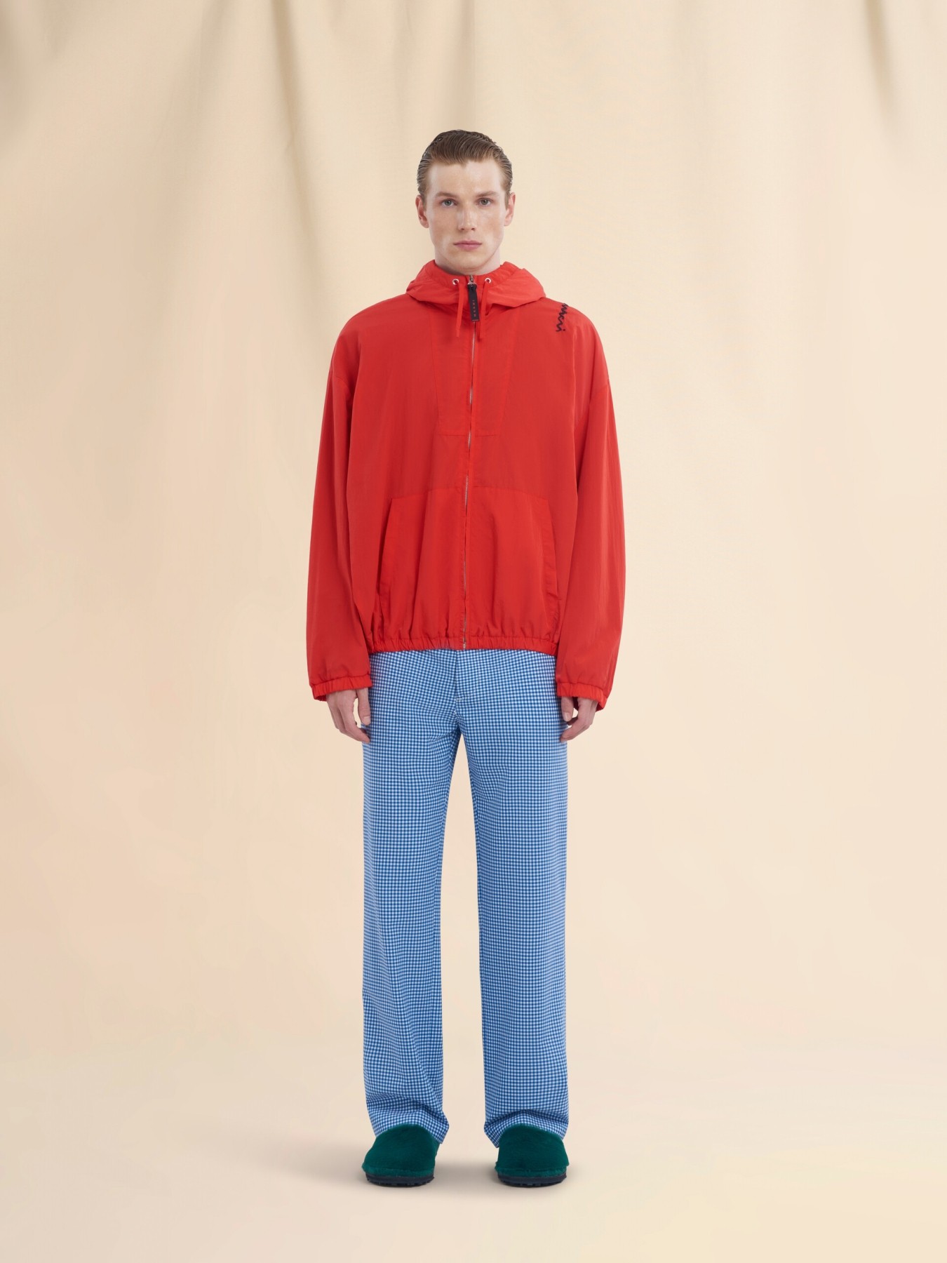 MARNI CRINKLED NYLON HOODED JACKET