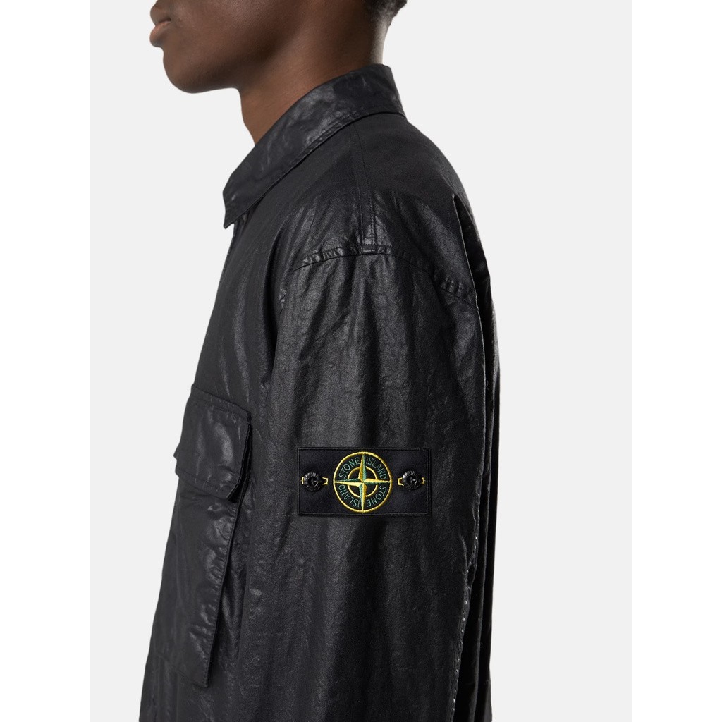 STONE ISLAND ORGANIC-LOOK NYLON PANAMA-TC SHIRT