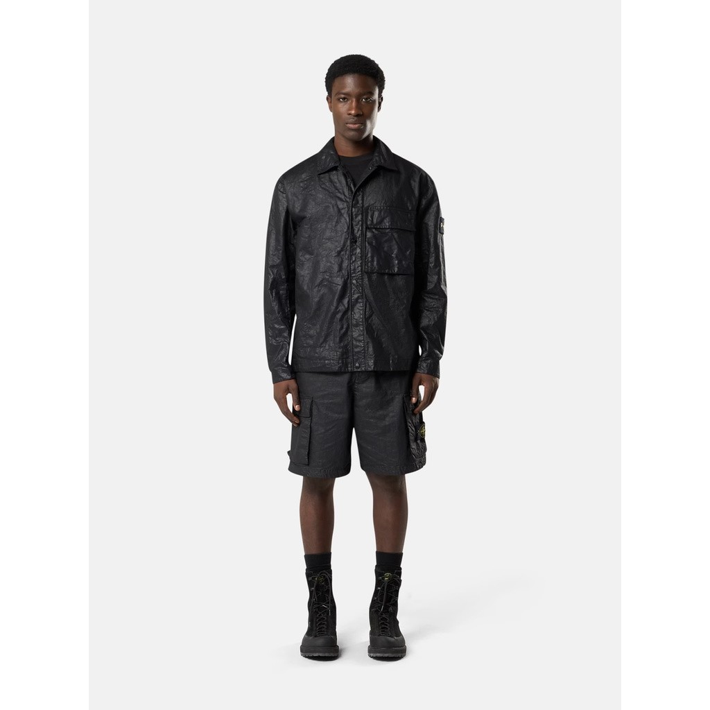 STONE ISLAND ORGANIC-LOOK NYLON PANAMA-TC SHIRT