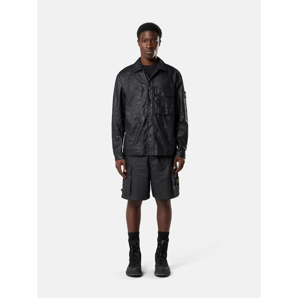 STONE ISLAND ORGANIC-LOOK NYLON PANAMA-TC SHORT