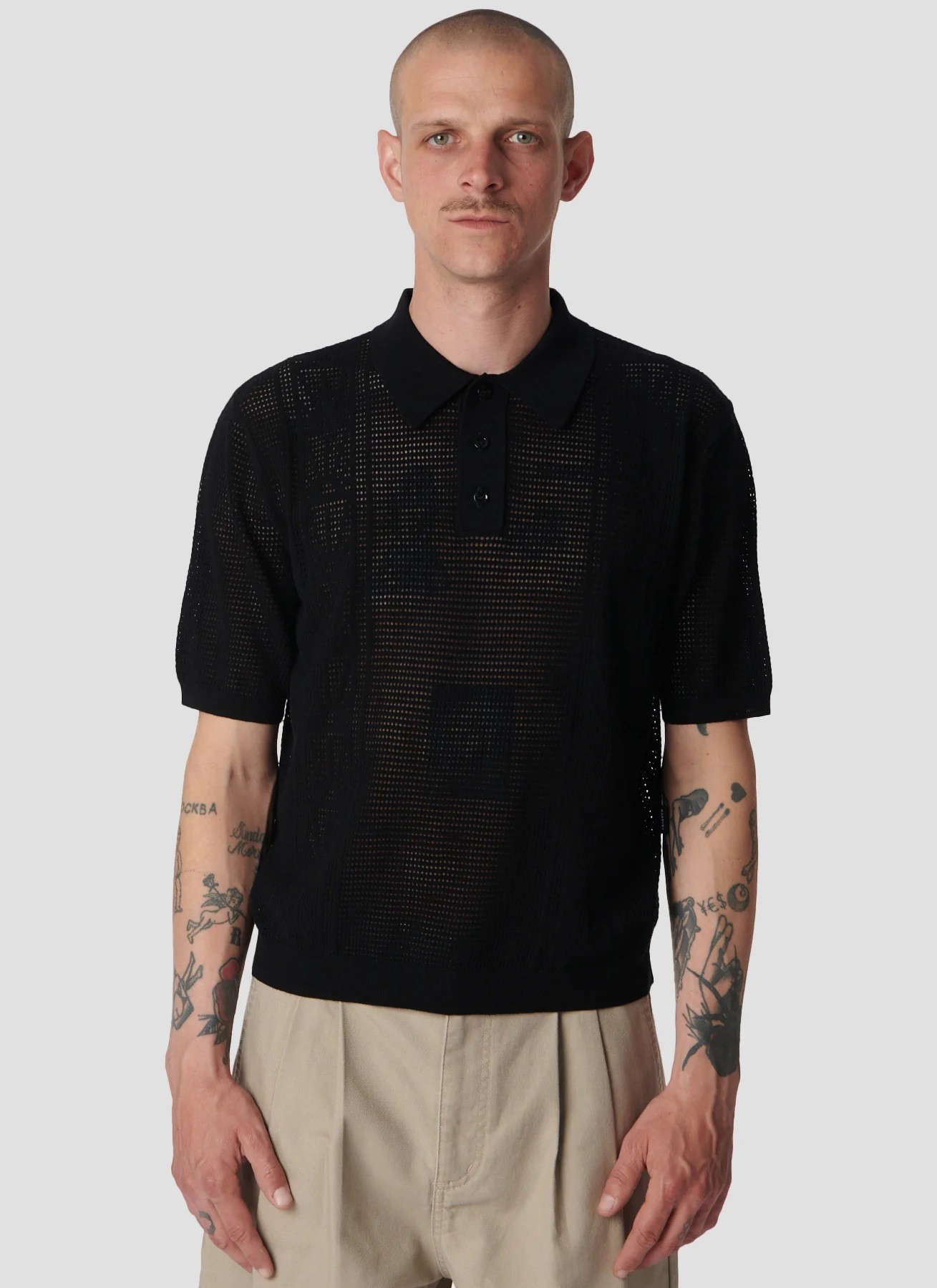 RASSVET SEE THROUGH LOGO POLO KNIT