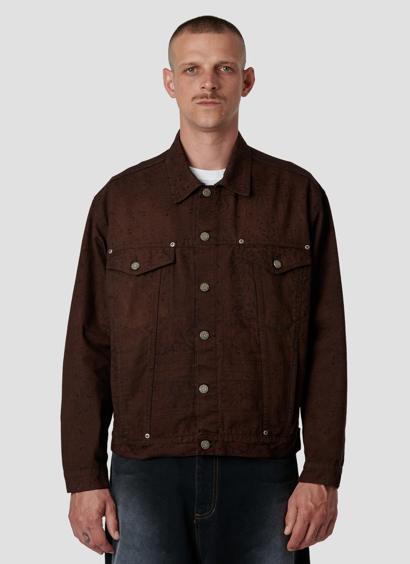 RASSVET SUN DYED ALLOVER PRINTED DENIM JACKET