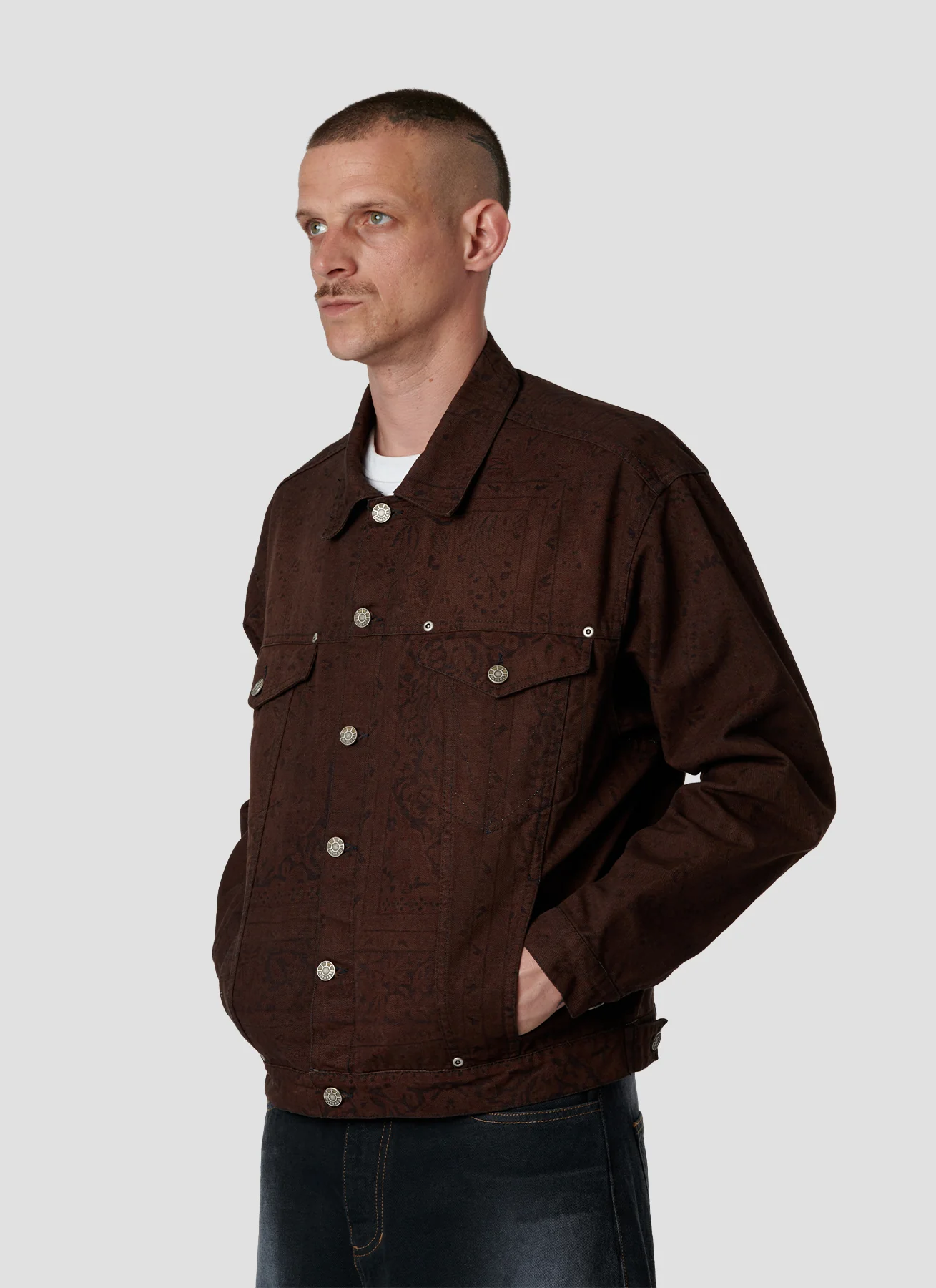 RASSVET SUN DYED ALLOVER PRINTED DENIM JACKET