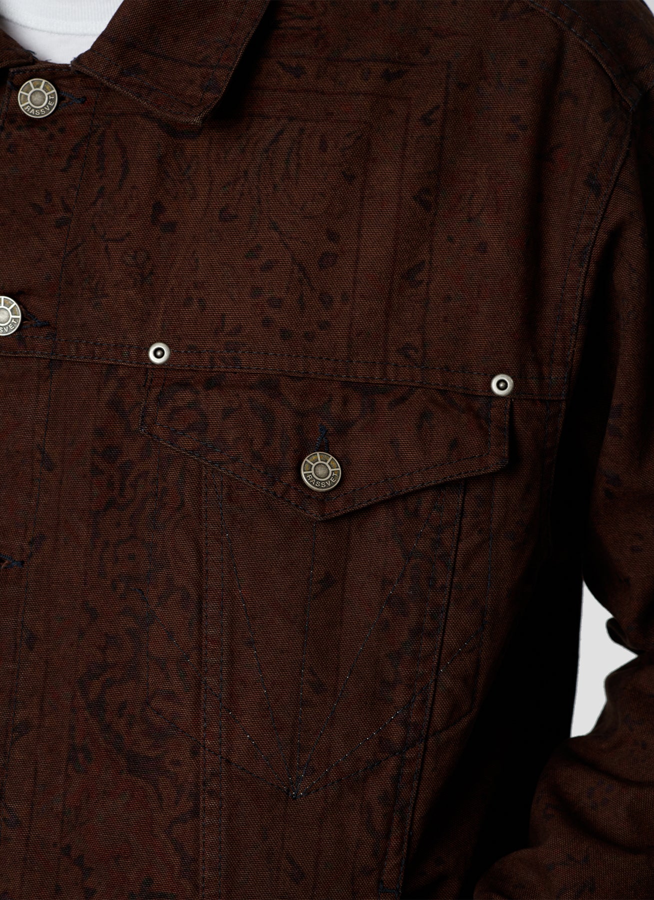 RASSVET SUN DYED ALLOVER PRINTED DENIM JACKET