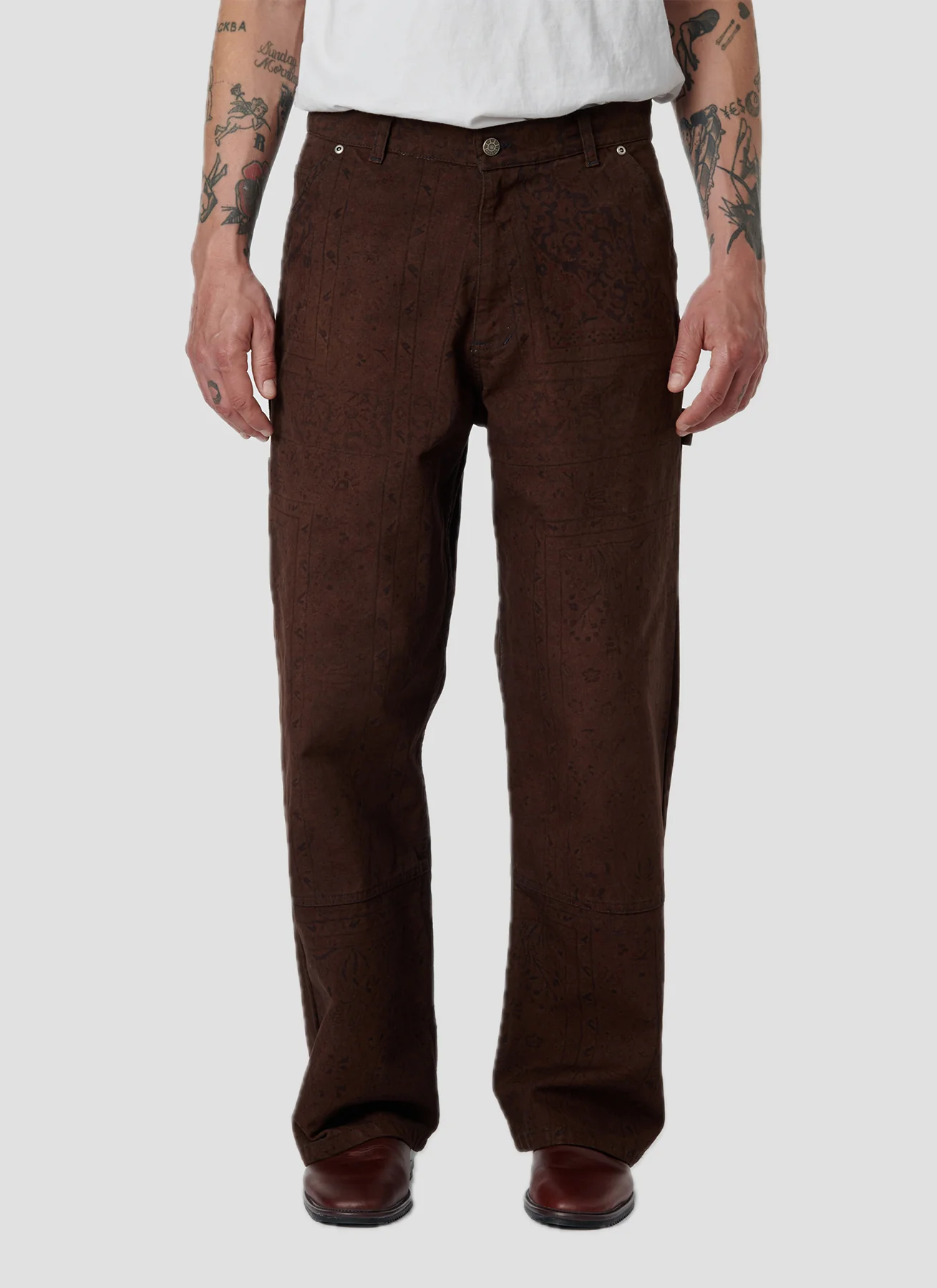 RASSVET SUN DYED ALLOVER PRINTED DENIM PANT