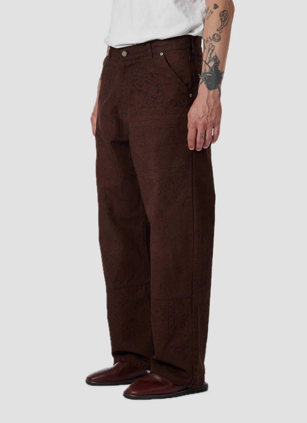 RASSVET SUN DYED ALLOVER PRINTED DENIM PANT